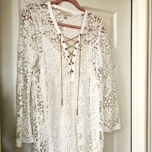 Ladies, Michael Kors, size M, soft white lace above the knee dress.